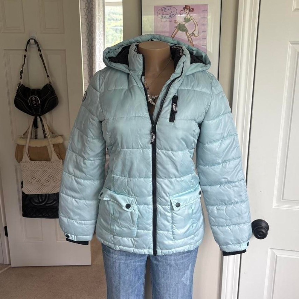 y2k 2000s justice pastel blue puffer‎ winter jacket